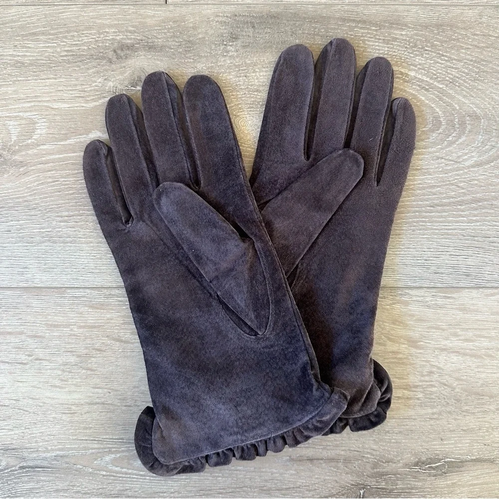 Vintage Brown Suede Leather Gloves L